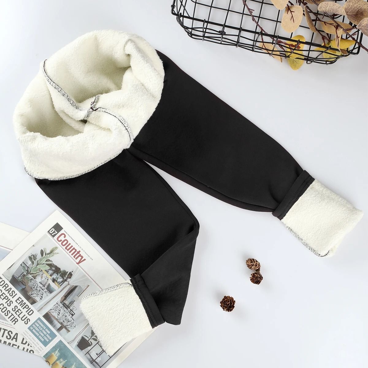 Thermal Velvet High Waist Winter Leggings Solid Color Thick Fleece Lined Classic Leggings