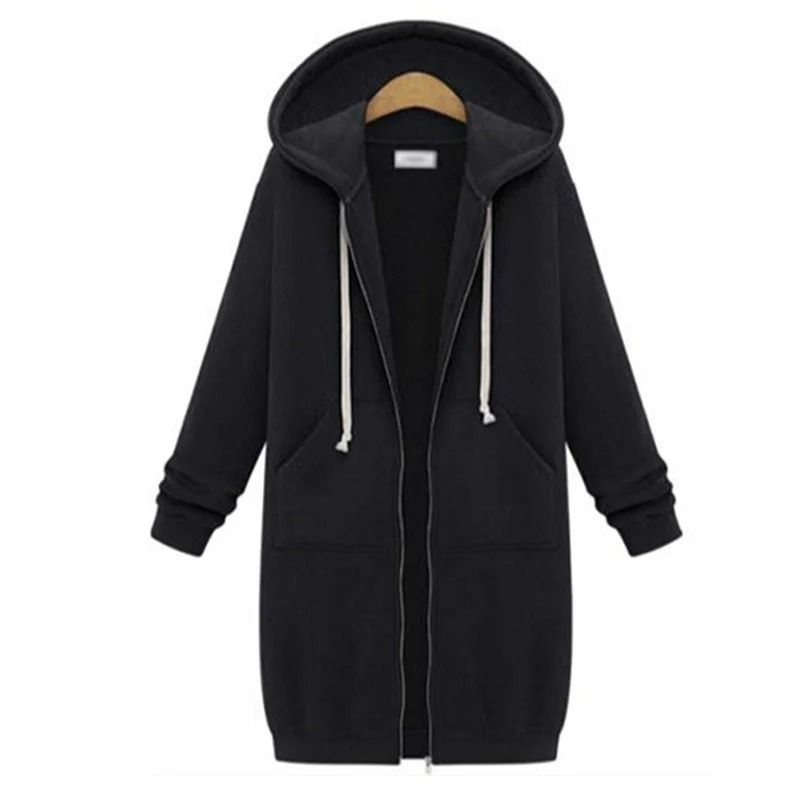 Women Thick Fleece Hooded Parka Jacket Winter Zip Up Sweatshirt Sports Outwear