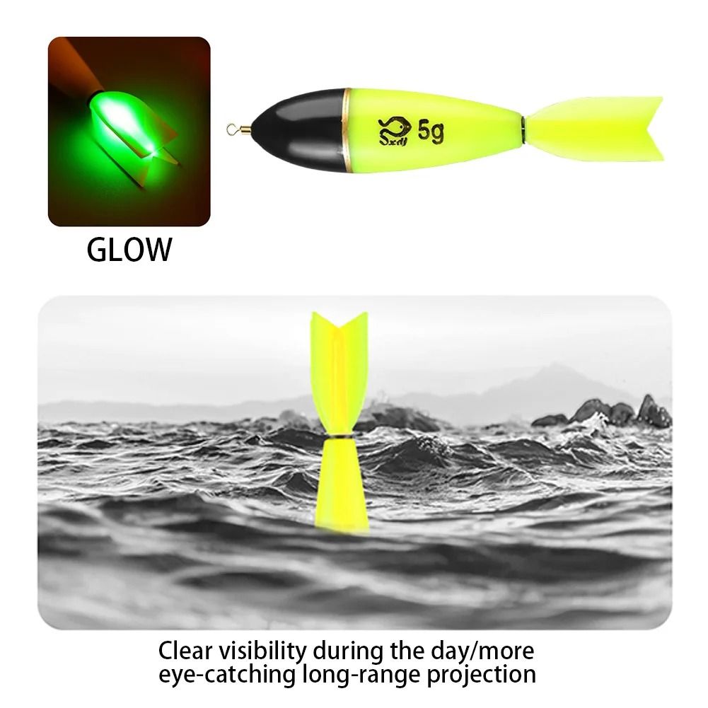 Improve visibility and accuracy during night fishing with these luminous fishing bobbers designed to light up in low-lig