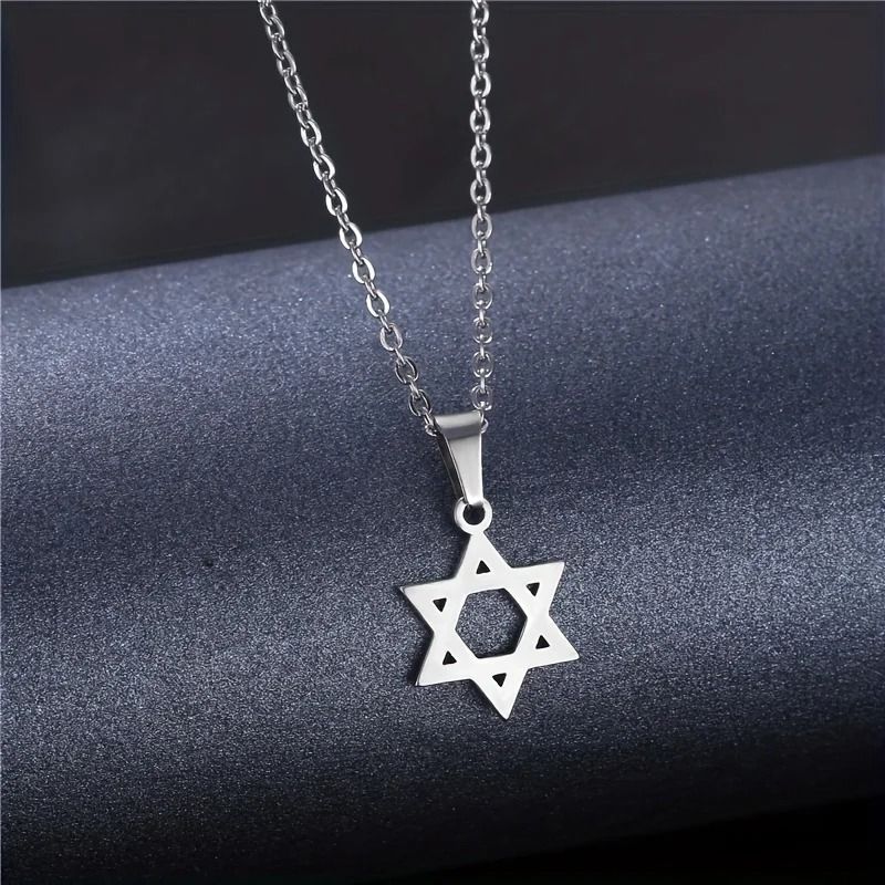 Stainless Steel Star of David Necklace Religious Amulet Pendant