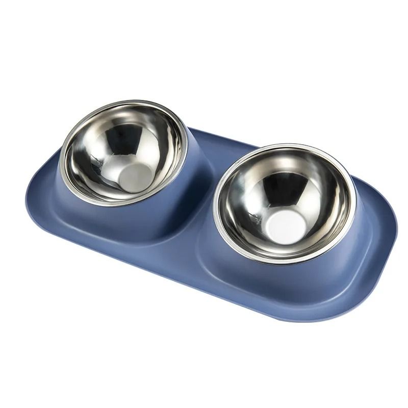Stainless Steel Double Pet Bowl Set with Non Slip Base for Dogs and Cats