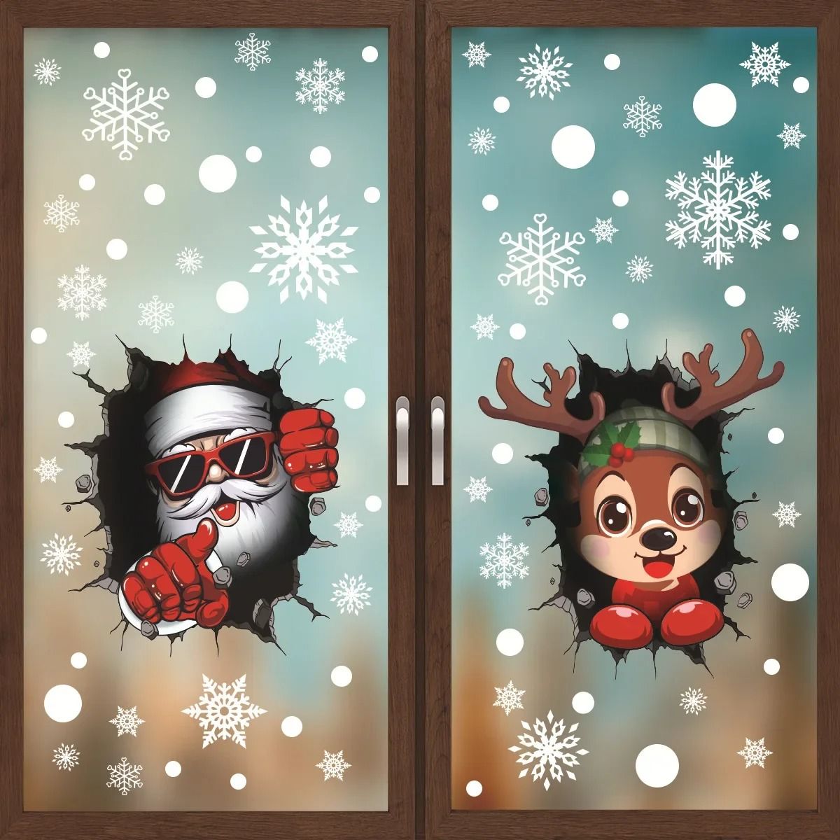 Christmas Window Decoration Sticker Set With Holiday Charact | Inspire ...