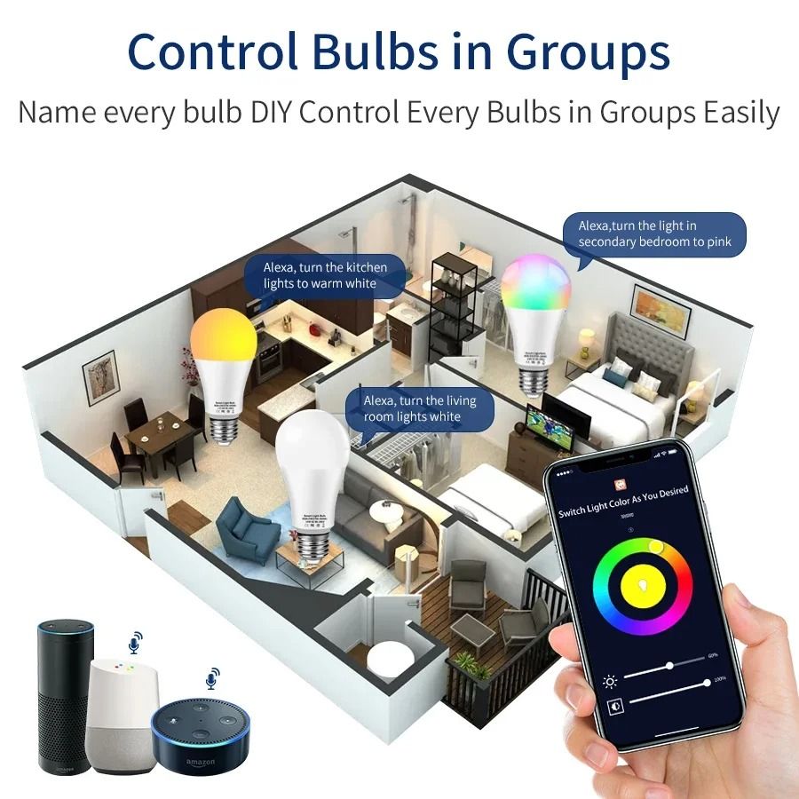 Tuya Smart WiFi LED Light Bulb E27 Voice Control Lamp