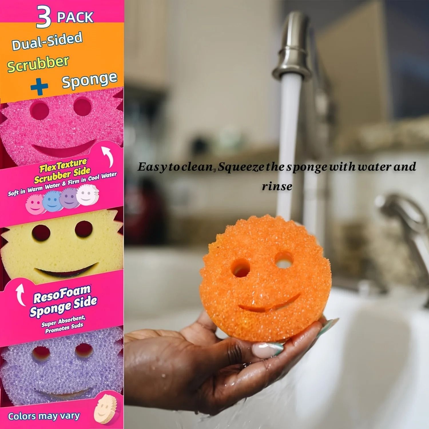 3 Piece Temperature Sensitive Kitchen Sponge Set