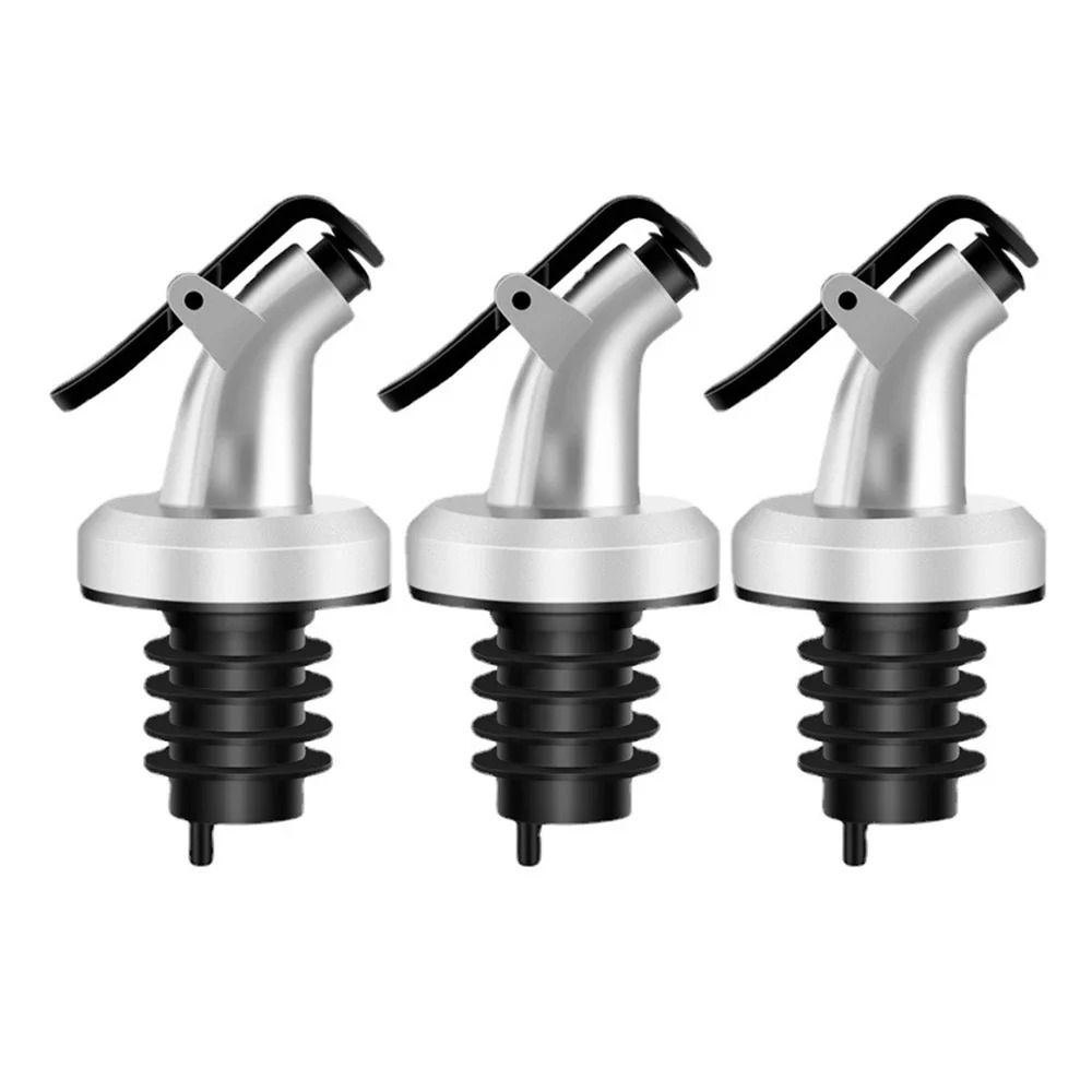 3-Piece Silver Professional Oil and Vinegar Pour Nozzle Set