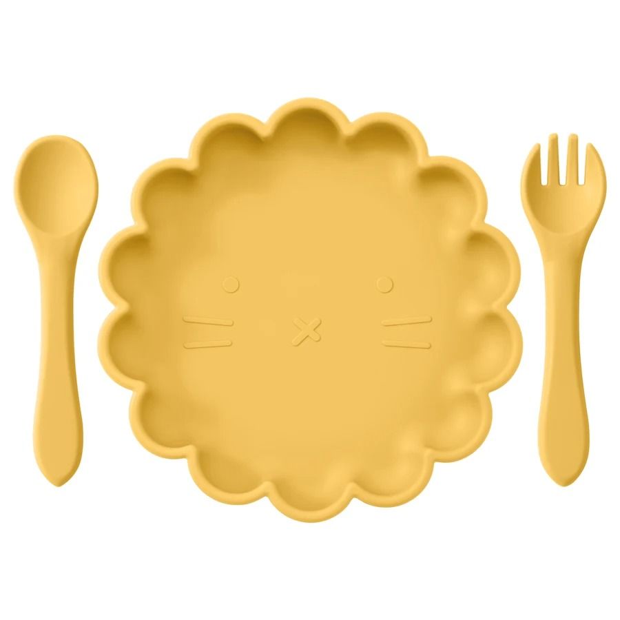 3 Piece Cute Lion Kids Silicone Feeding Set