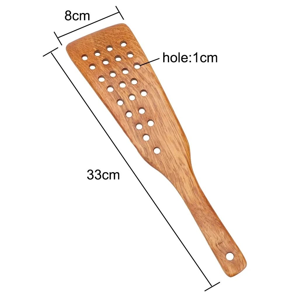 Wooden Frying Shovel and Slotted Steak Spatula