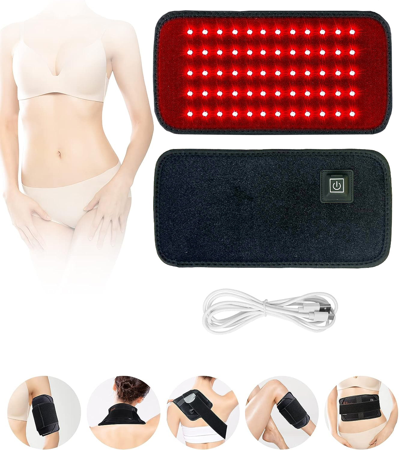 Red & Infrared Light Therapy Waist Heat Pad Full Body, LED Belt Back Burn & Fat Wrap Slimming Machine