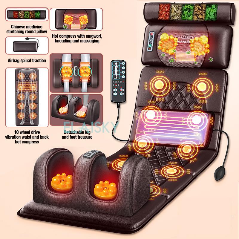 Electric Massage Mattress Vibrating Heating Infrared Massager Cushion for Neck, Back & Foot Full Body Pain Stress Relief