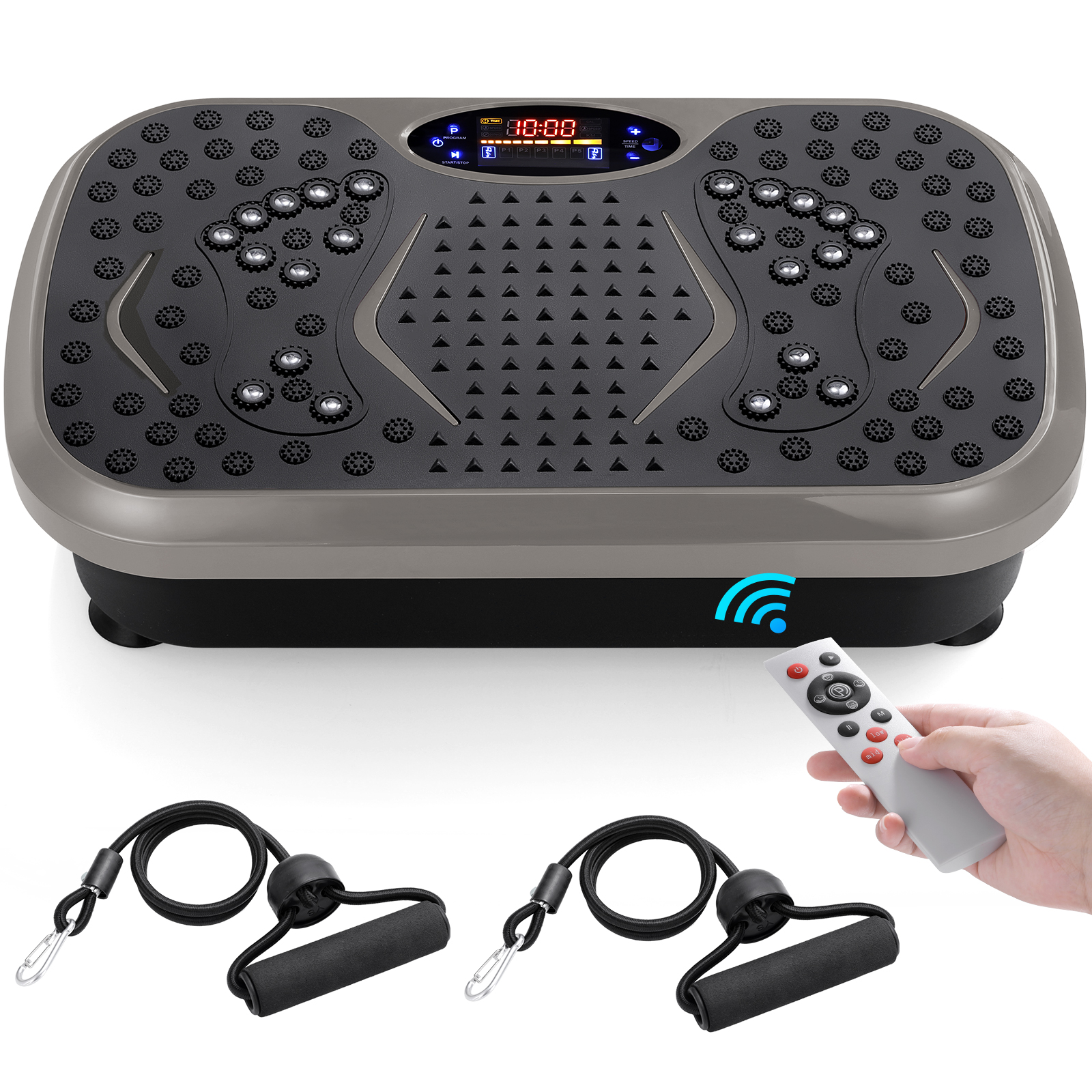 Home Training Equipment: Vibration Plate Exercise Machine with Loop Bands, Whole Body Workout Fitness Platform