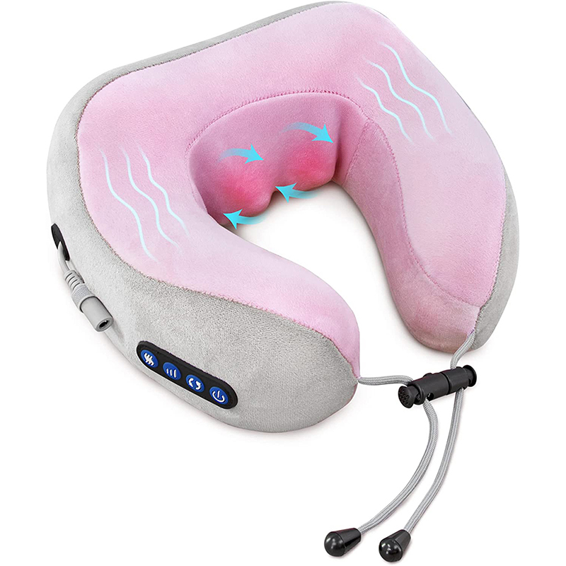 Electric Neck Massager With Heat Vibration 3D Kneading Shiatsu Massage, U Shaped Pillow For Shoulder Support
