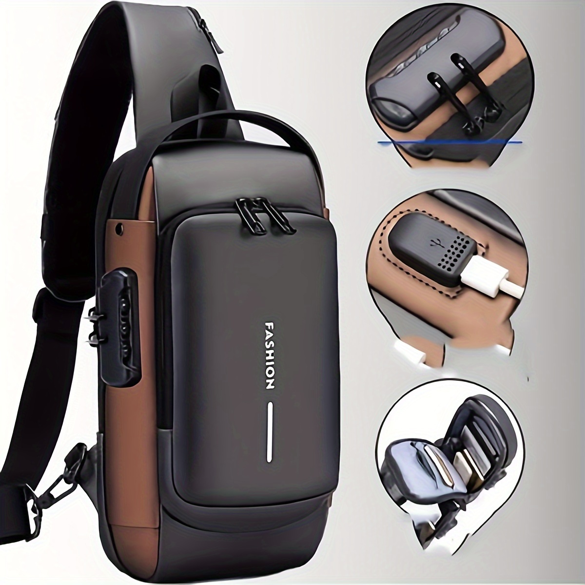 Men's Anti Theft Chest Bag with Password Lock | Inspire Uplift