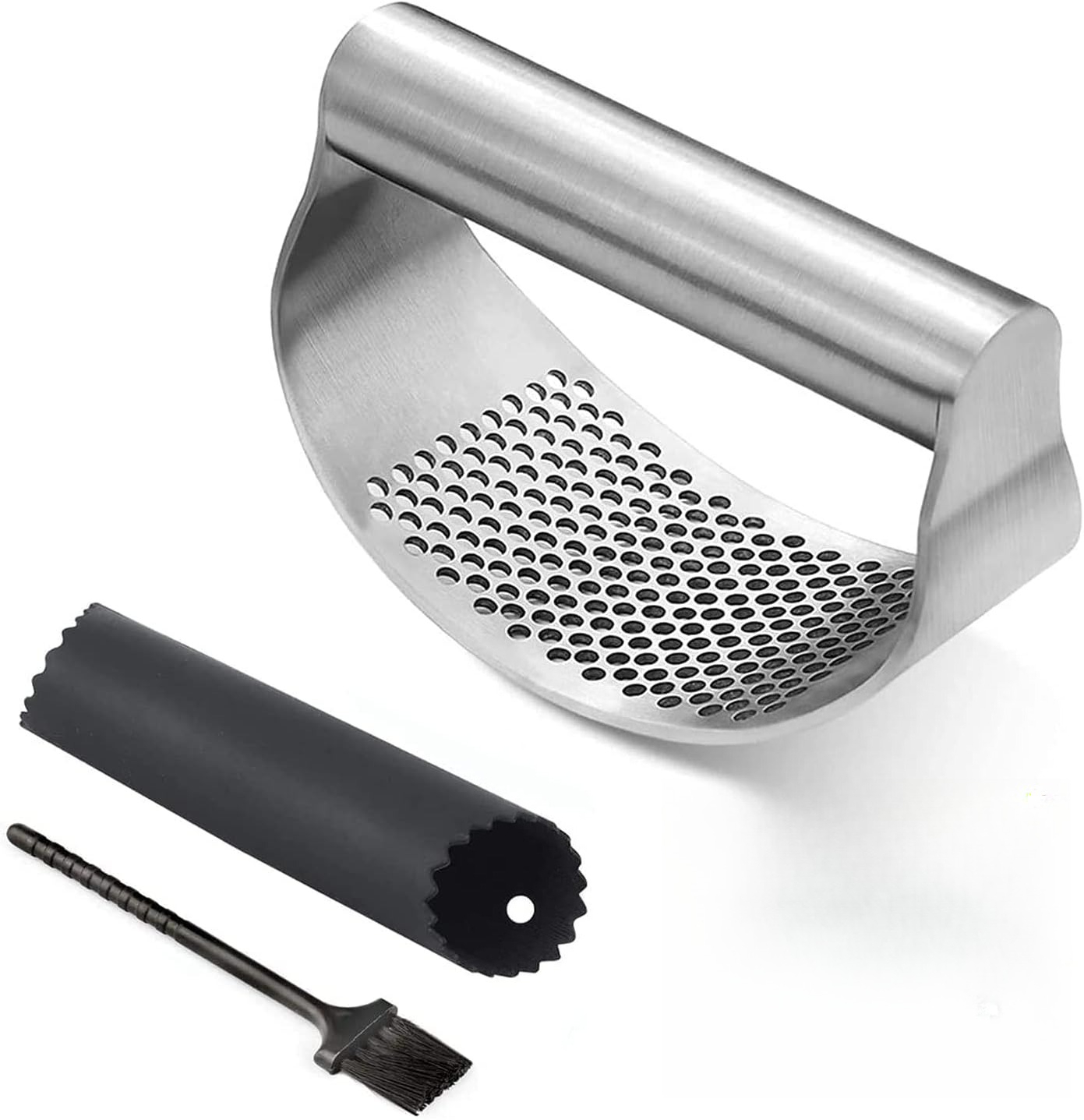 Stainless Steel Garlic Press Rocker Manual Garlic Crusher and Ginger Mincer