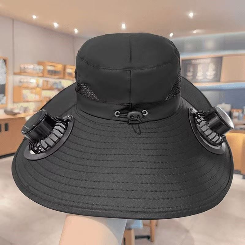 Solar Solar Fan Hat Cooling Sun Hat with USB Rechargeable Fan for Fishing, Hiking & Travel