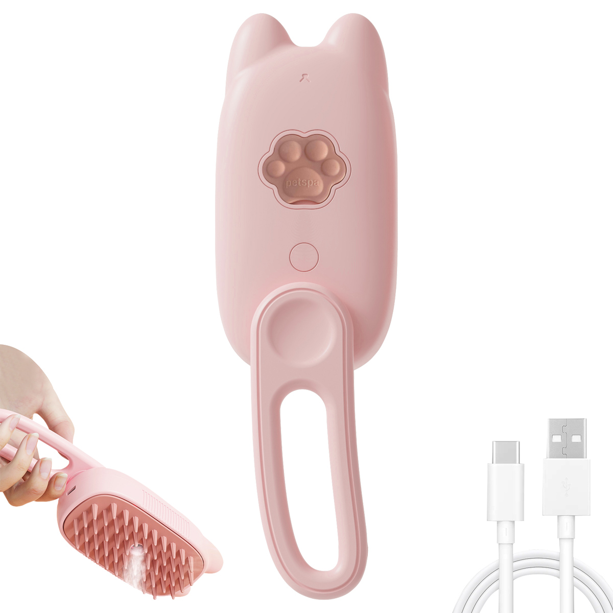 Steam Glow Pet Grooming Brush Electric Silicone Spray Hair Removal Comb for Dogs & Cats