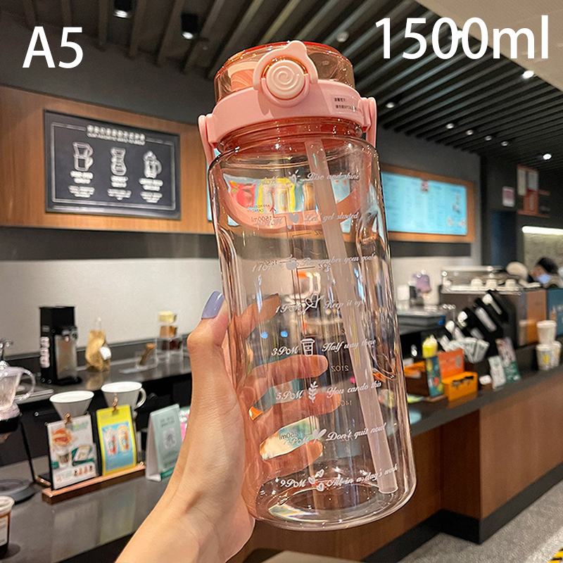 Hydra Track Motivational Water Bottle with Straw Large Capacity Time Marker Bottle