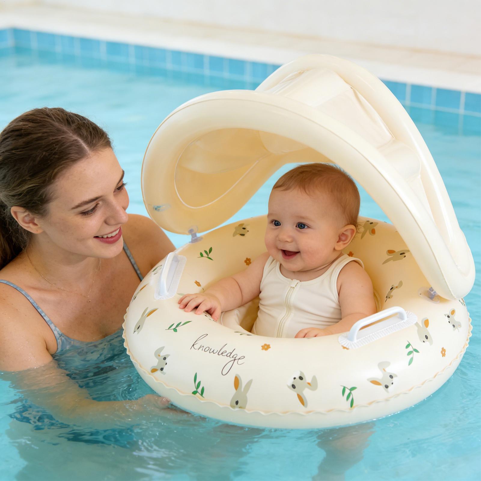 Baby Pool Float with Removable Sun Canopy and Safe Swim Seat for Toddlers