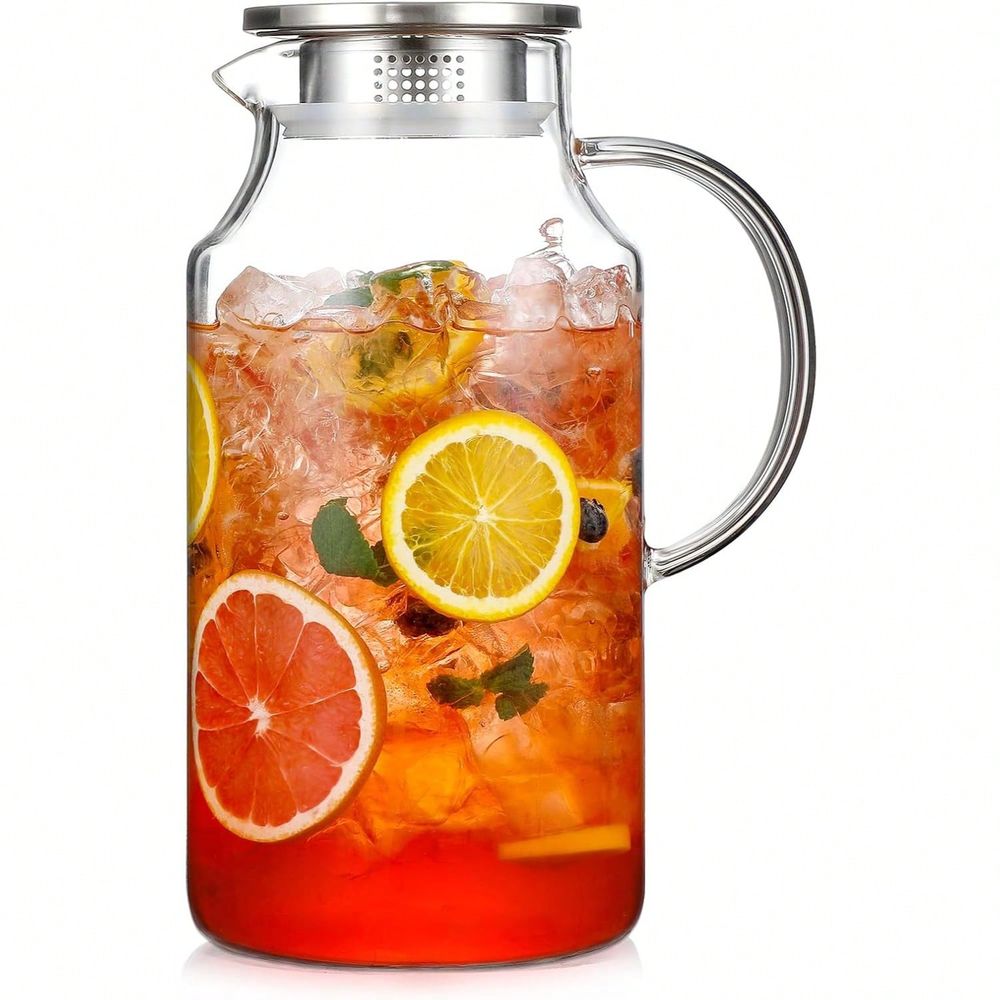 Large Gallon Water Pitcher with Lid Heat Resistant Beverage Jug for Lemonade, Juice & Iced Drinks