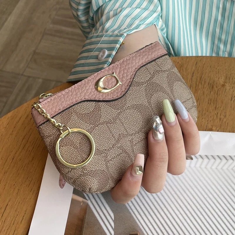 Vintage Mini Coin Purse Keychain Wallet with Zipper Card Holder for Women