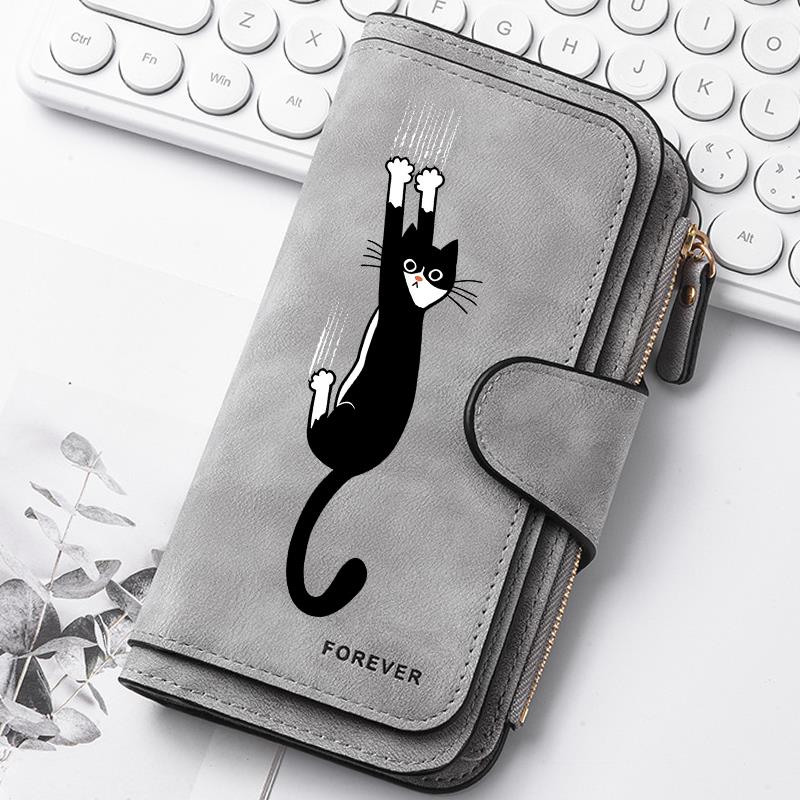 Cute Cat Wallet for Women Long Wallet with Phone Pocket and Card Holder