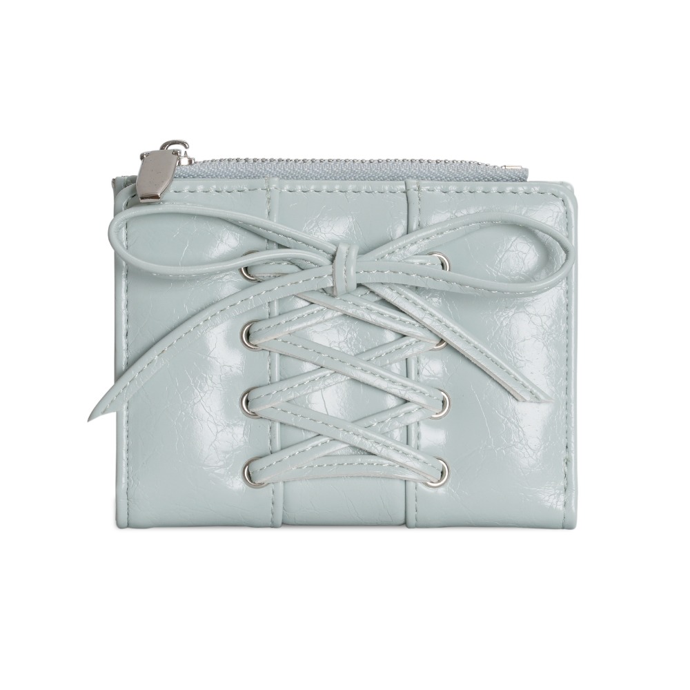 Elegant Bow Slim Card Holder Wallet for Women with Zipper Coin Pocket