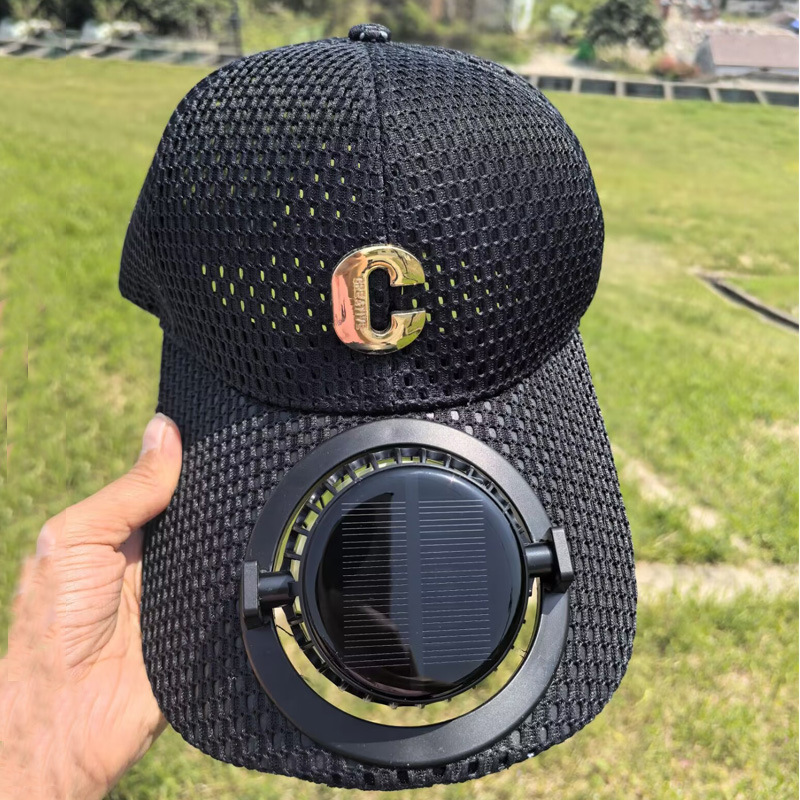 Solar Fan Hat with UV Protection Extended Brim Breathable Cooling Baseball Cap
