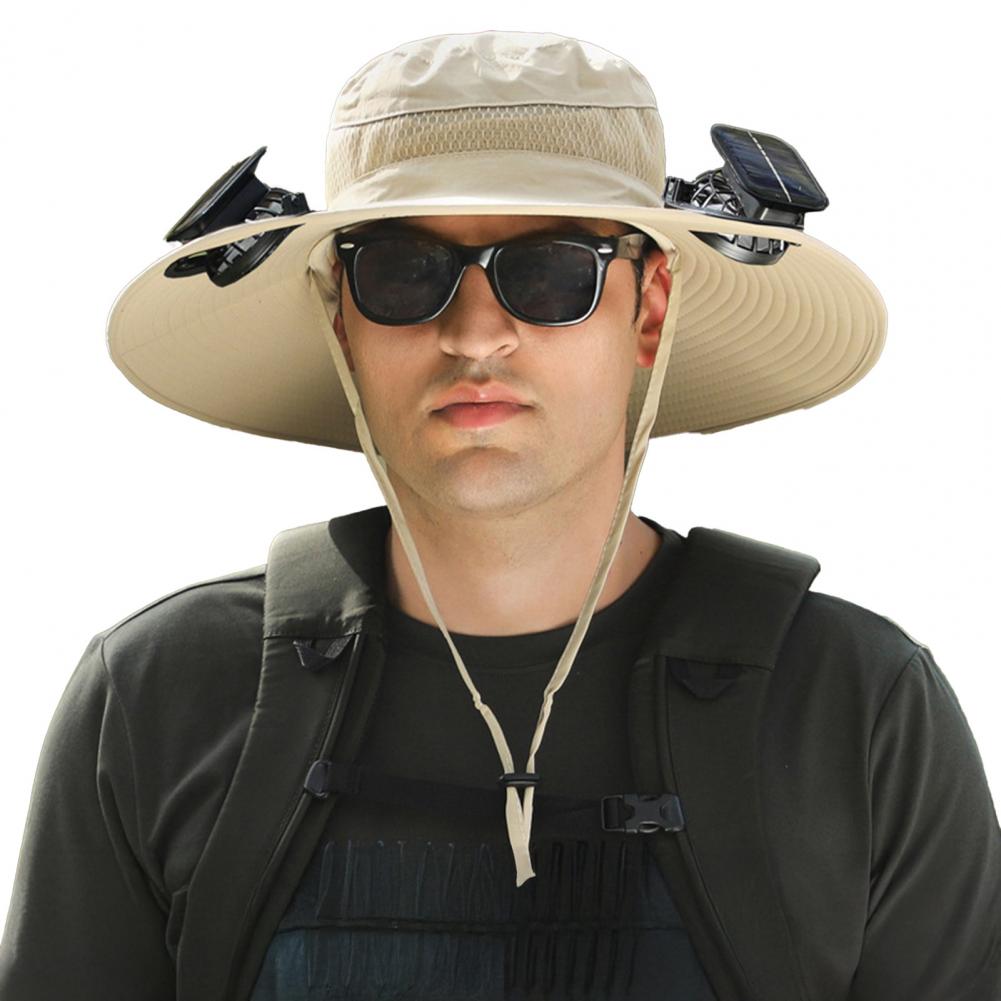 Solar Fan Hat with Dual Cooling Fans Wide Brim Fishing & Hiking Sun Hat