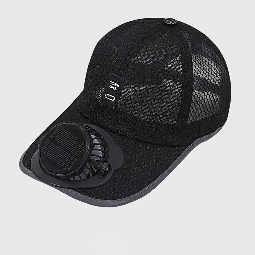 Solar Fan Hat with USB Rechargeable Cooling Fan and Breathable Sun Protection Mesh Cap