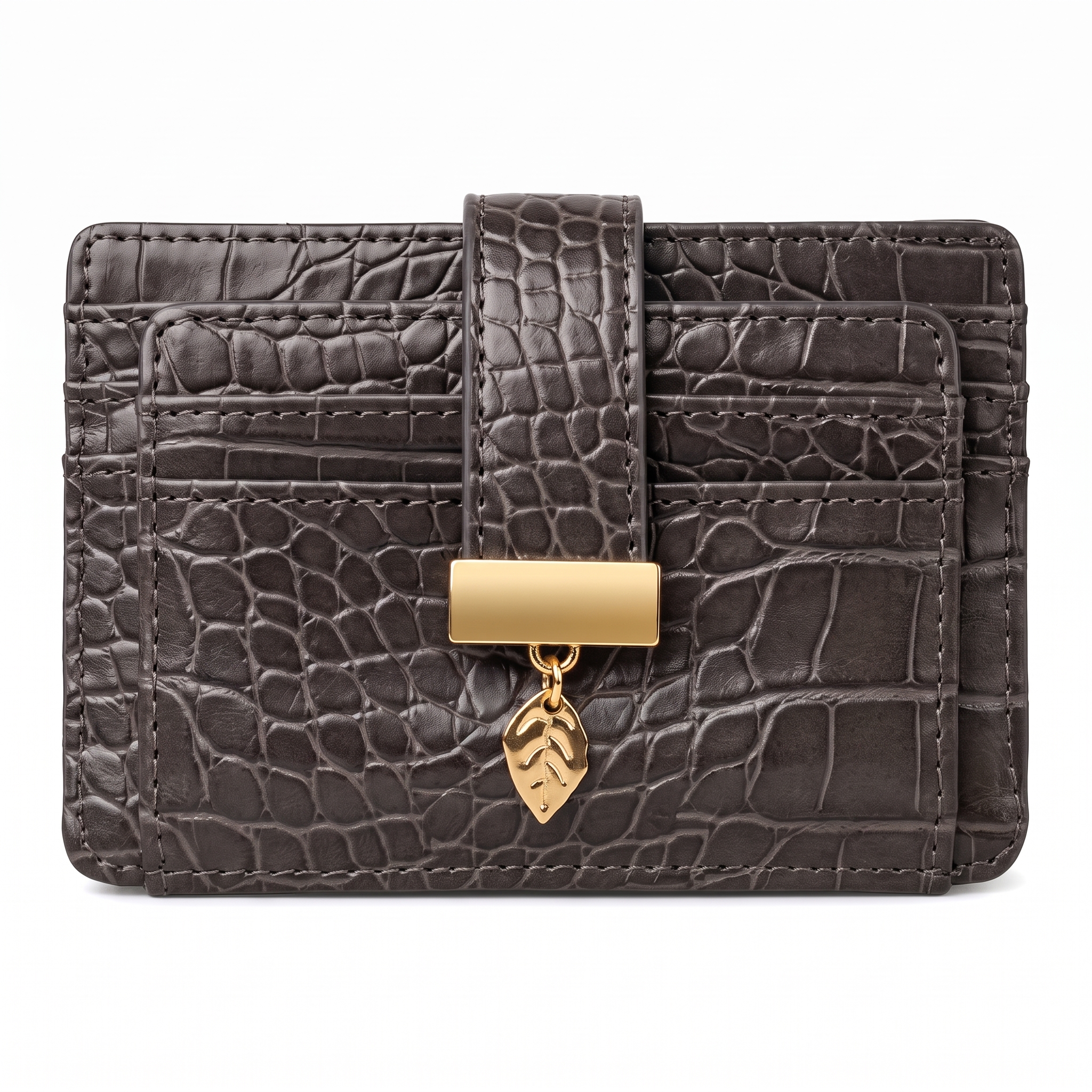 Pomelo Croc RFID Wallet for Women Mini Zip Card Holder with Coin Pocket & ID Window