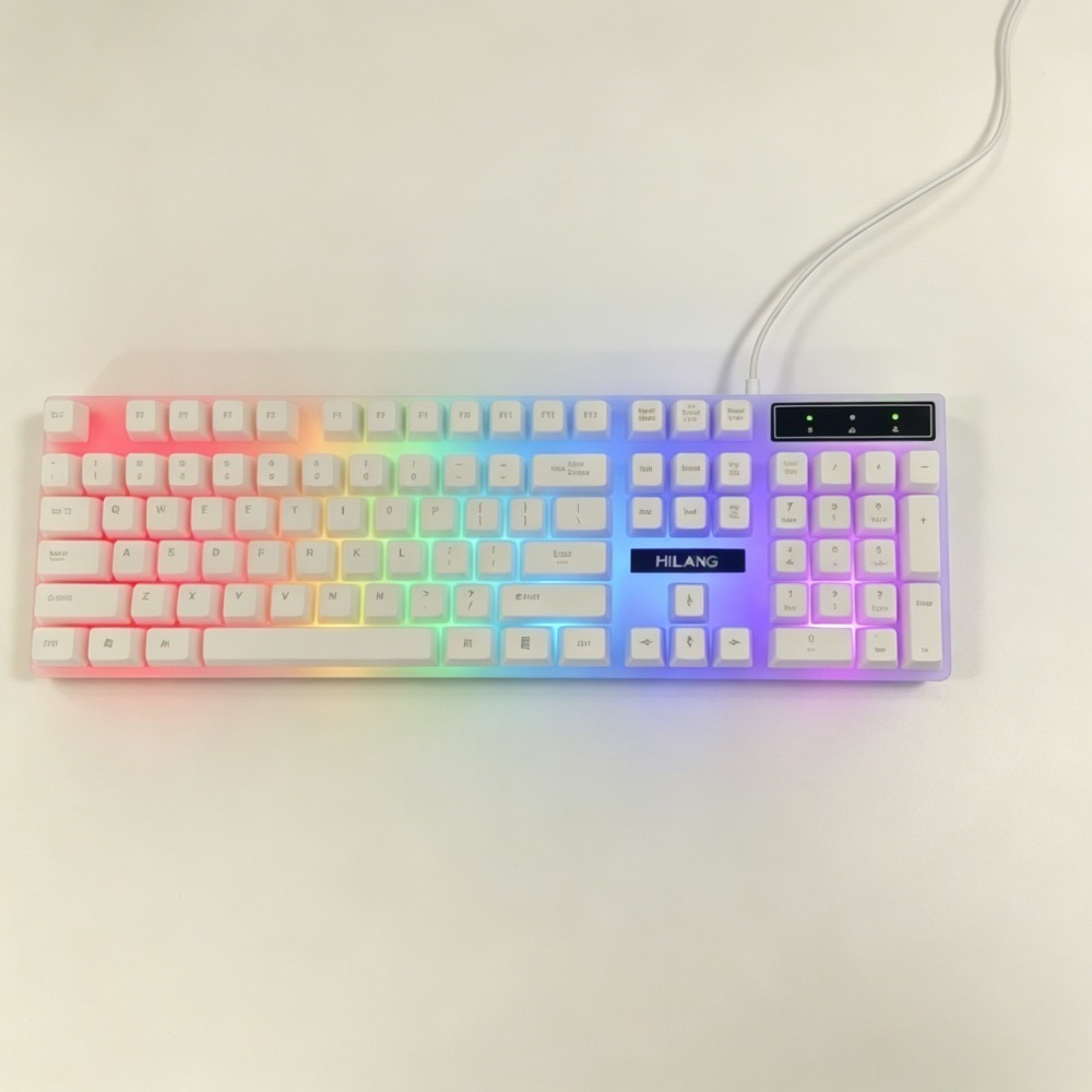 Key Wired Gaming Keyboard with Rainbow Backlight Ergonomic USB Mechanical Feel Keyboards
