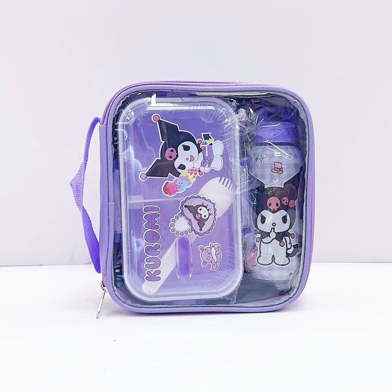 Kuromi Hello Kitty Lunch Box & Water Bottle Set for Kids with back to school backpack