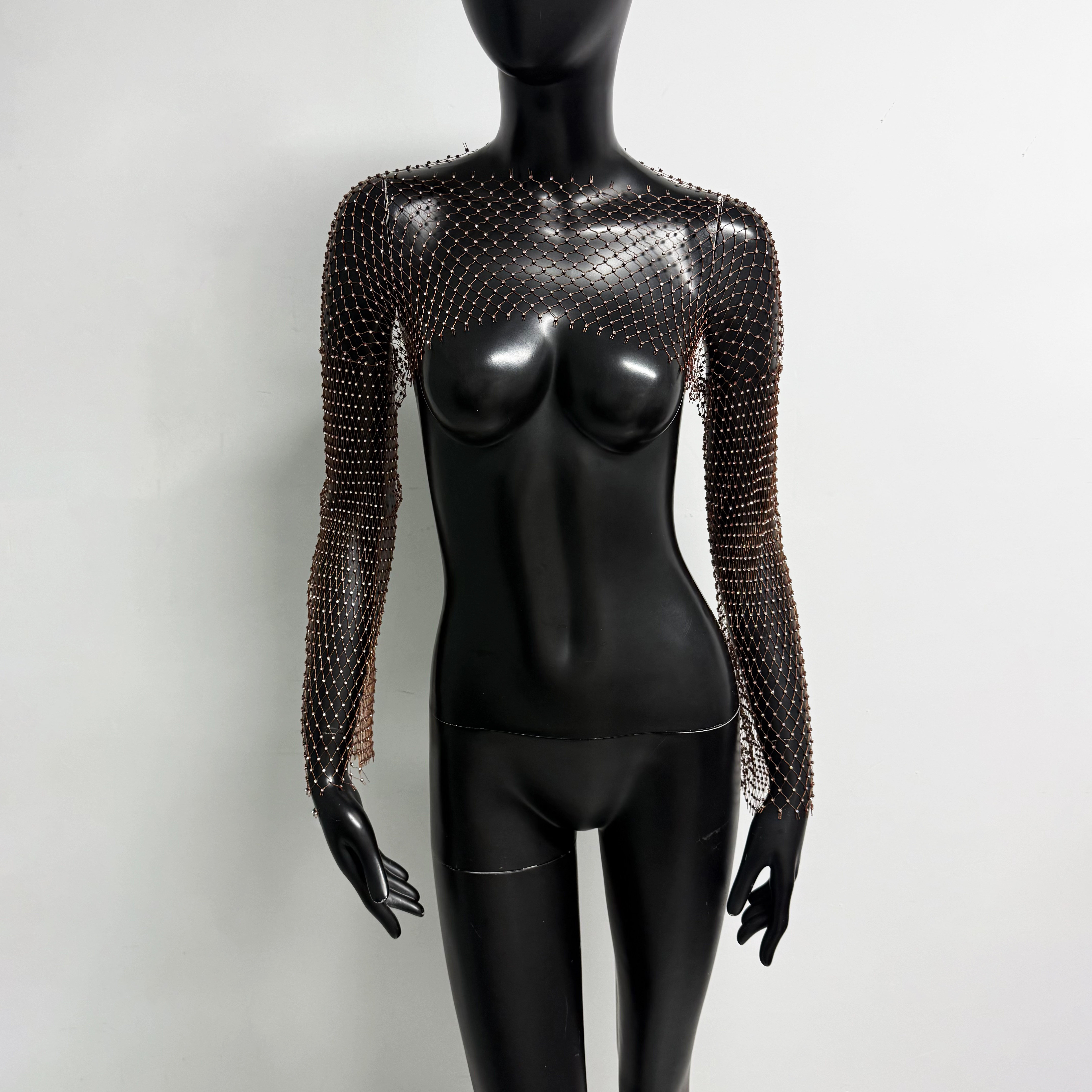 Sparkling Mesh Hoodie Womens Diamond Fishnet Top Long Sleeve Sun Protection Shirts