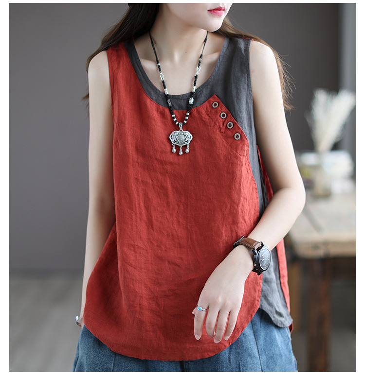 Women's Tank Top with Asymmetrical Button Detail Casual Sleeveless Summer Blouses