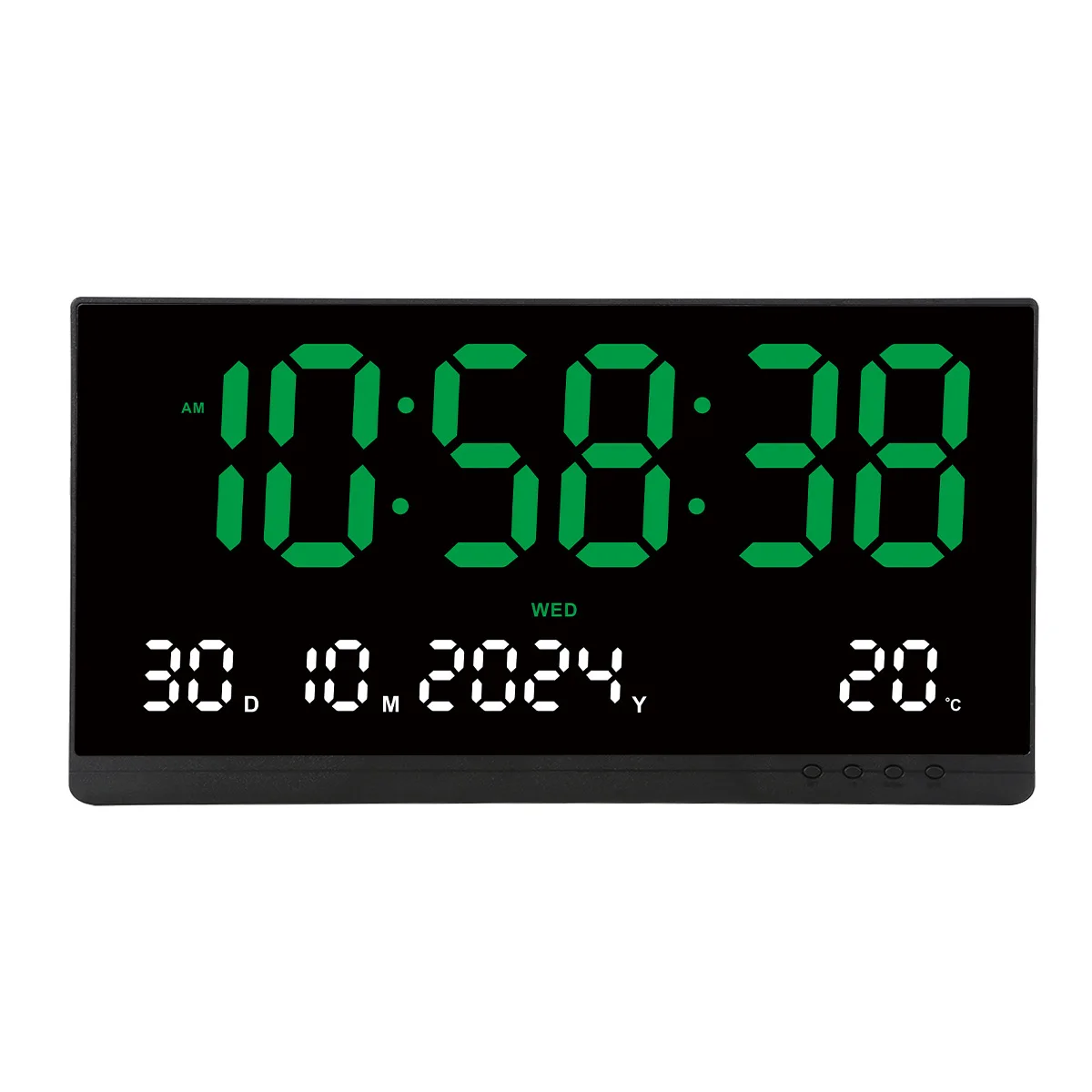 Large Digital Wall Clock with Calendar, Temperature & USB Powered LED Displays