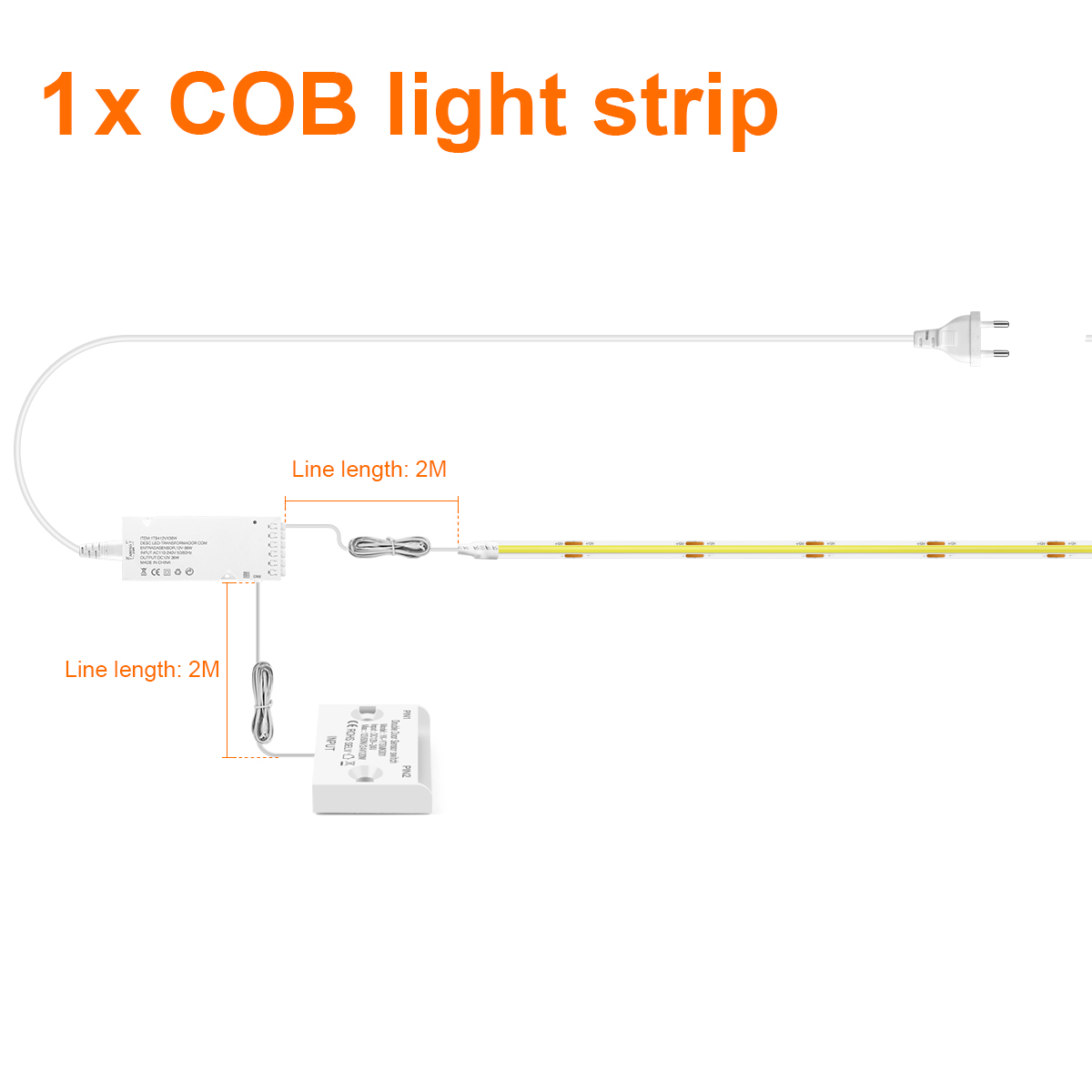Smart Under Cabinet Lighting with COB LED Strip & Automatic Door Sensor for Closets and Cabinets