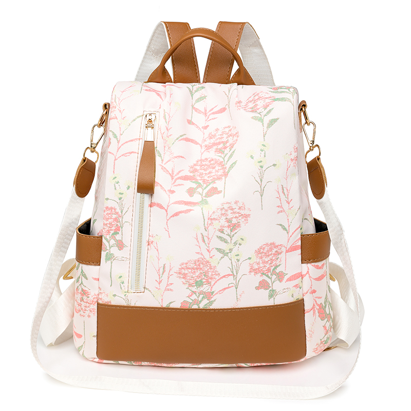 Fashion Color Block Womens Backpack PU Leather Anti Theft Backpack Large Capacity