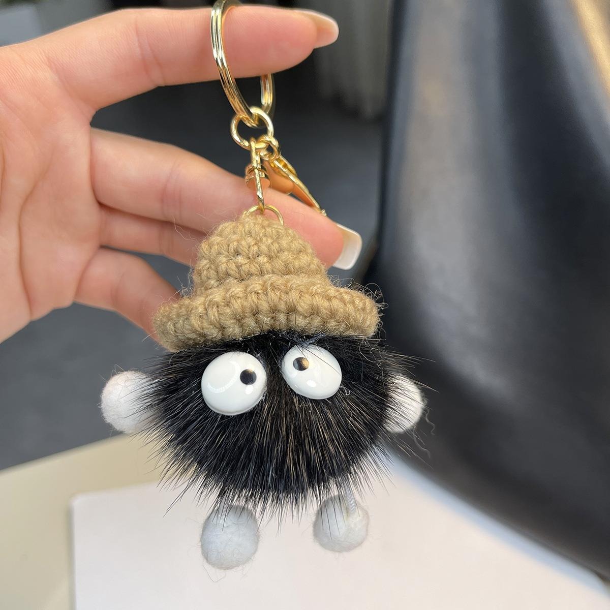 Real Mink Fur Flower Keychain Cute Bag Charm Purse Accessory