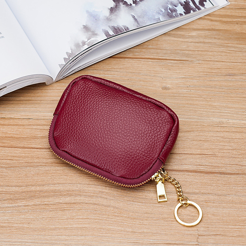 Multi Color Mini Coin Purse Keychain Wallet with Zipper PU Leather Small Wallet