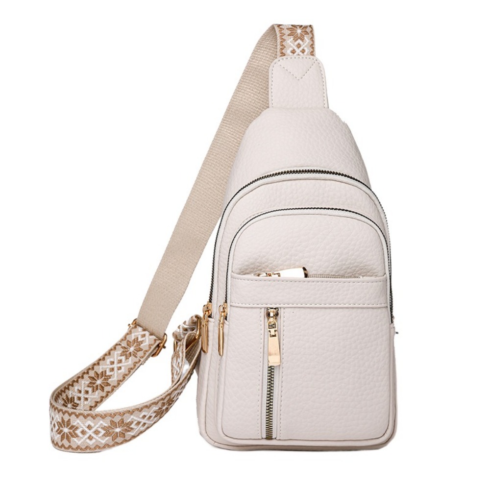 Vintage PU Leather Chest Bag Large Capacity Outdoor Crossbody Sling Backpack