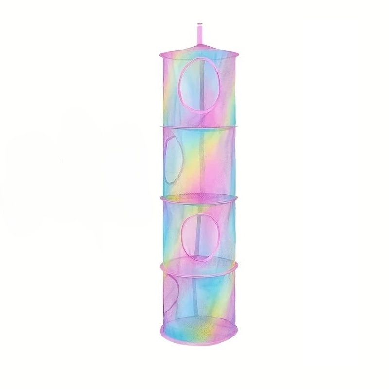 Four Layer Hanging Toy Organizer Hammock for Stuffed Animal Storage Space Saving Kids Room Storages