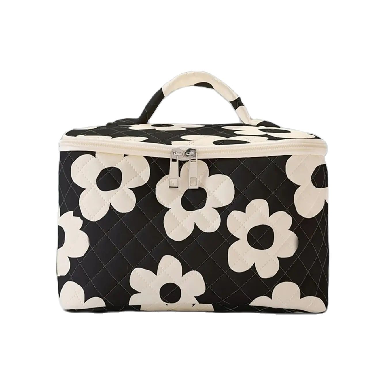 Portable Floral Makeup Bag Large Capacity Travel Cosmetic Storage Organizer