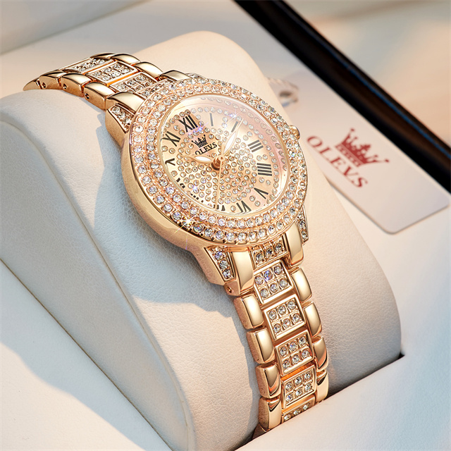 Diamond Watch for Women Elegant Stainless Steel Quartz Luxury Dress Wristwatch