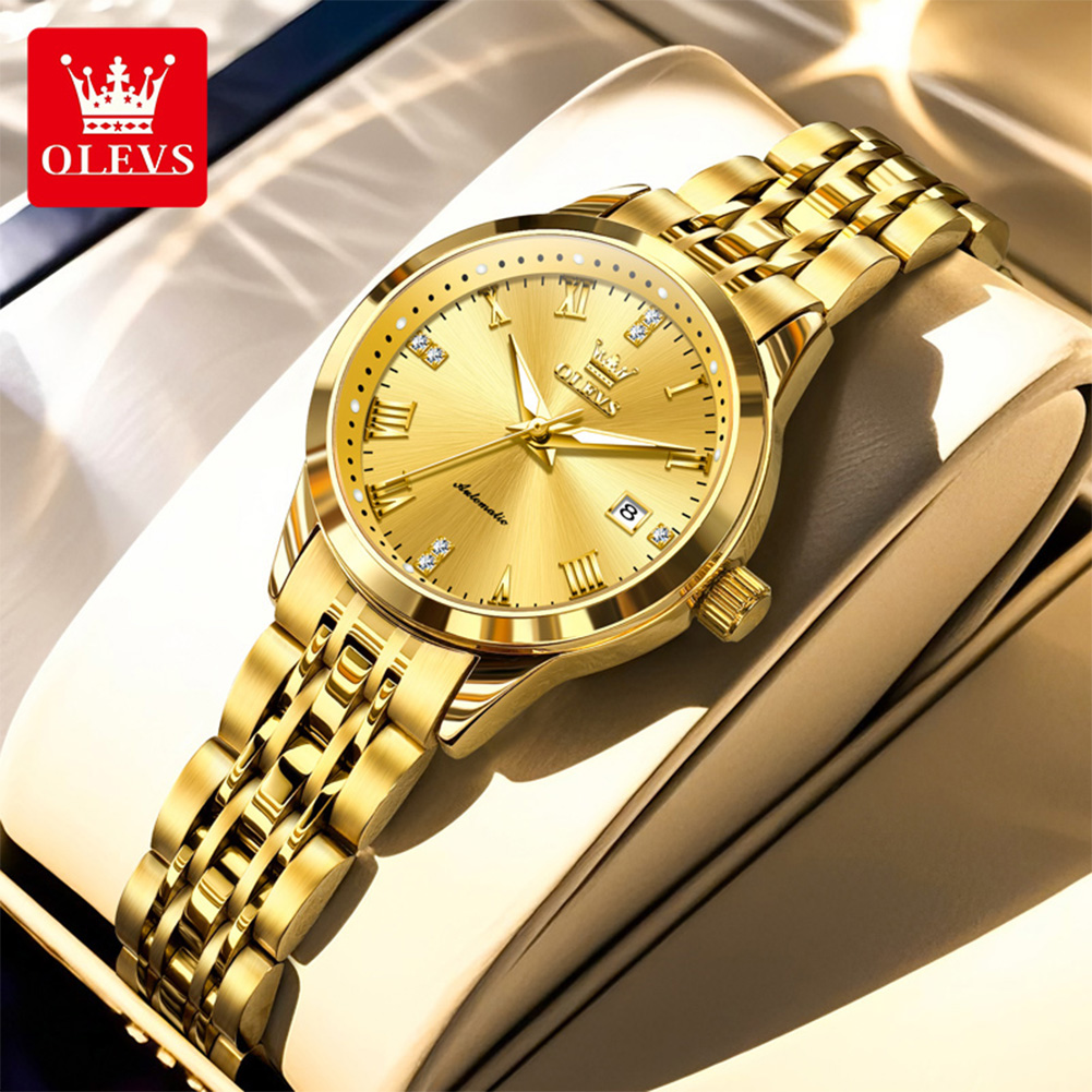 Luxury Stainless Steel Automatic Mechanical Women's Watch Waterproof Elegant Wristwatch