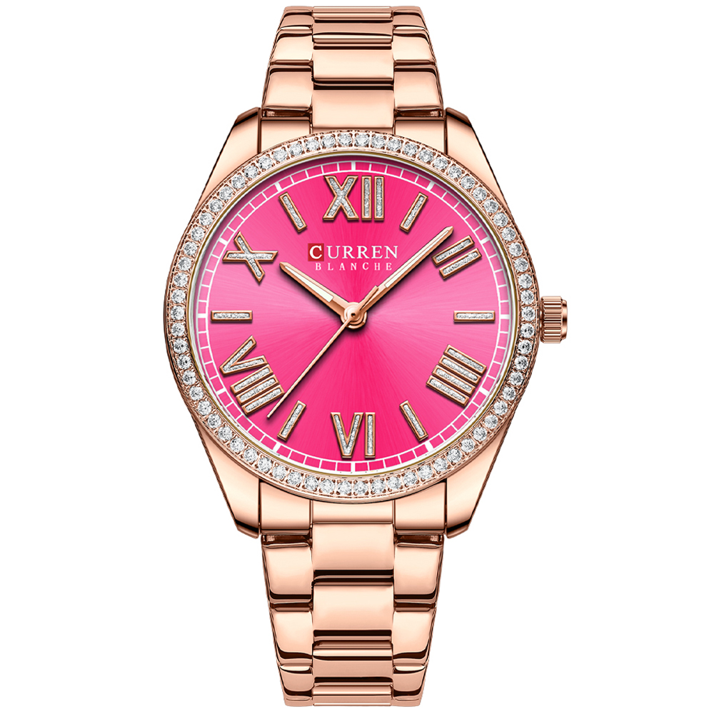 Luxury Rhinestone Dial Womens Bracelet Watch Elegant Stainless Steel Quartz Timepiece