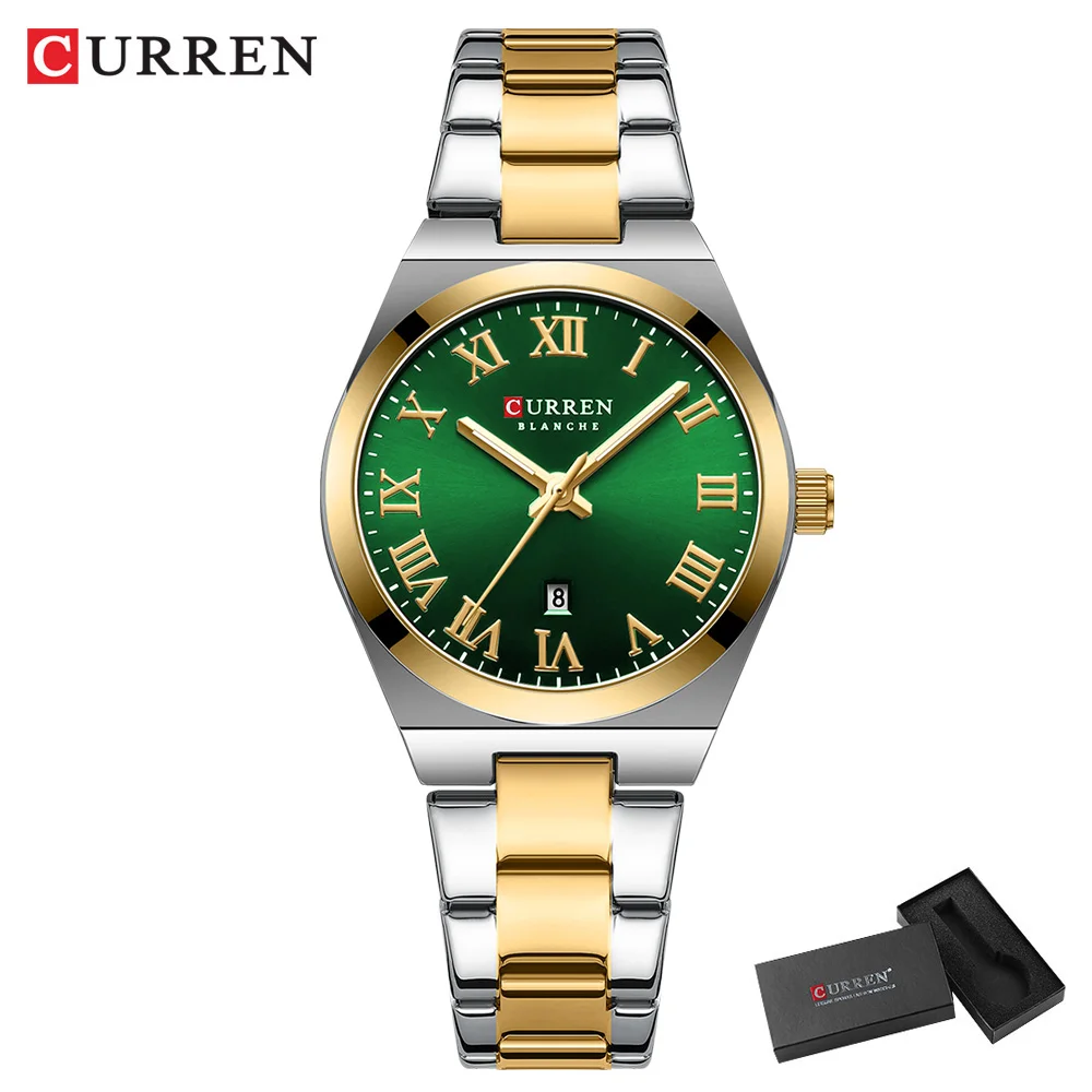 Elegant Stainless Steel Bracelet Womens Fashion Dress Watch with Date