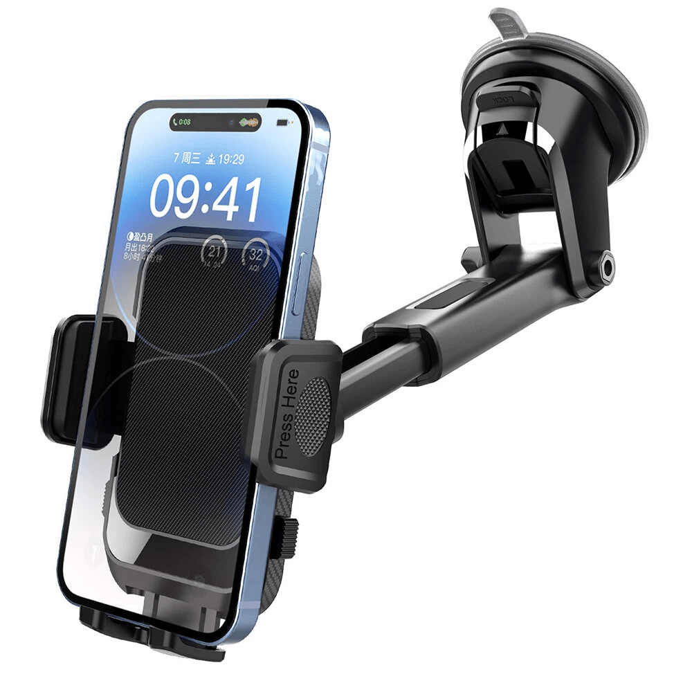 Adjustable Car Phone Holder with Retractable Suction Cup Dashboard
