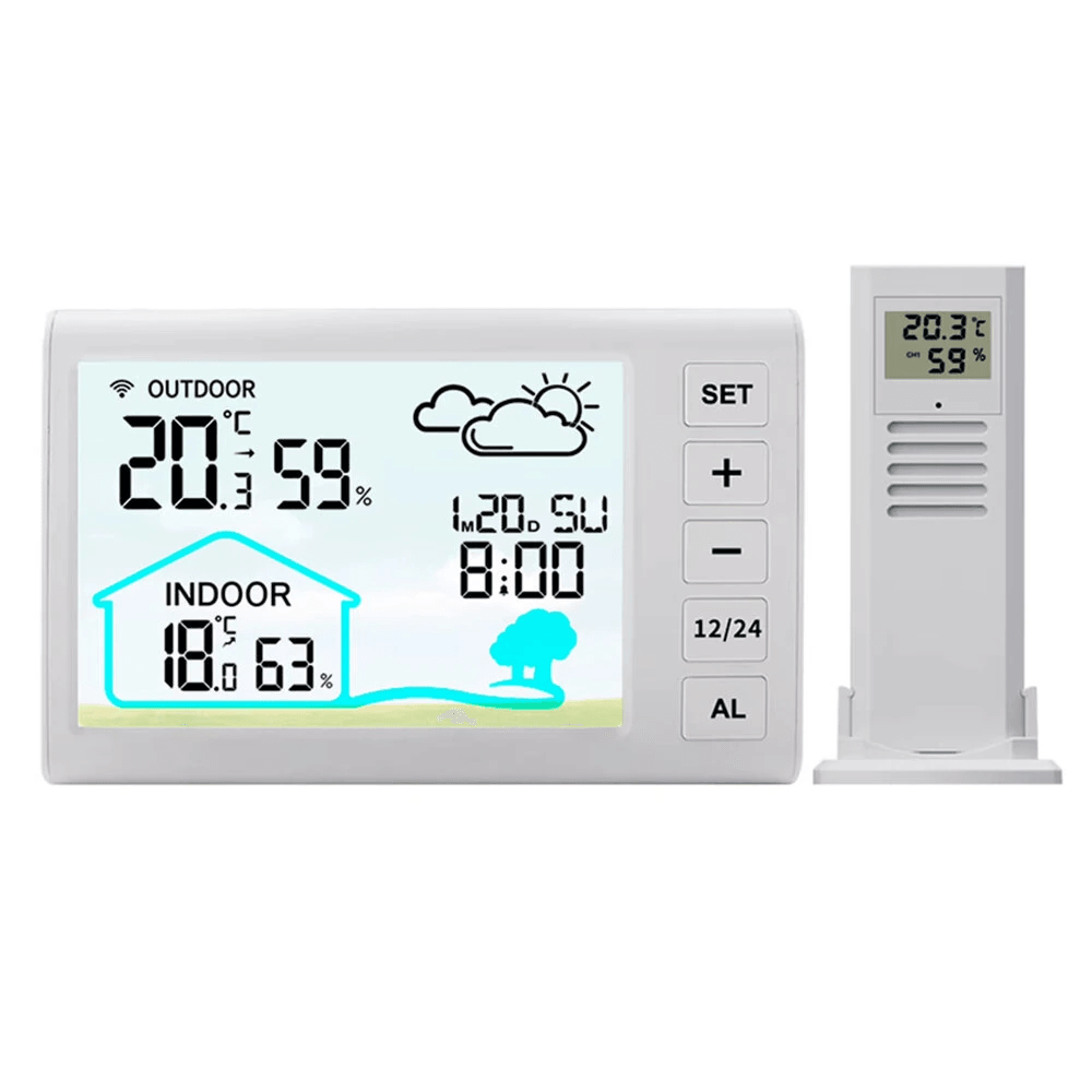 Indoor Digital Thermometer Hygrometer with LCD Clock and Humidity Monitor