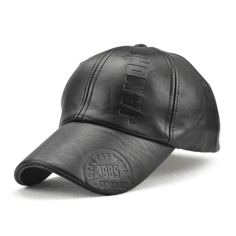 PU Leather Baseball Cap Adjustable Unisex Embossed Sun Visor Hat
