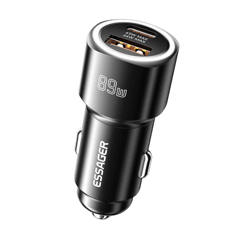 Dual Port USB C Car Charger with PD Fast Charging Support