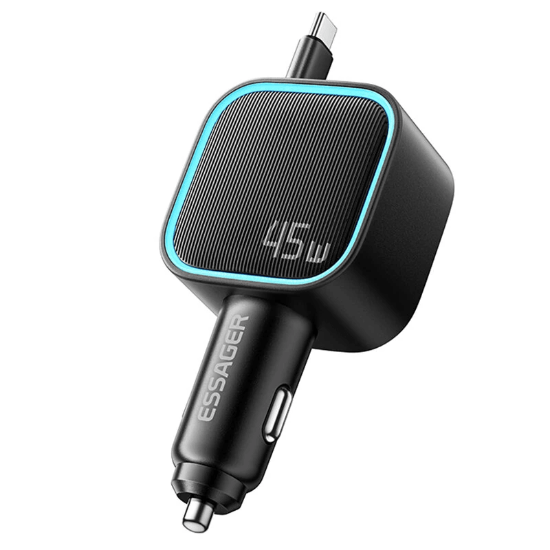 Retractable USB C Car Charger with Multi Port Fast Charging